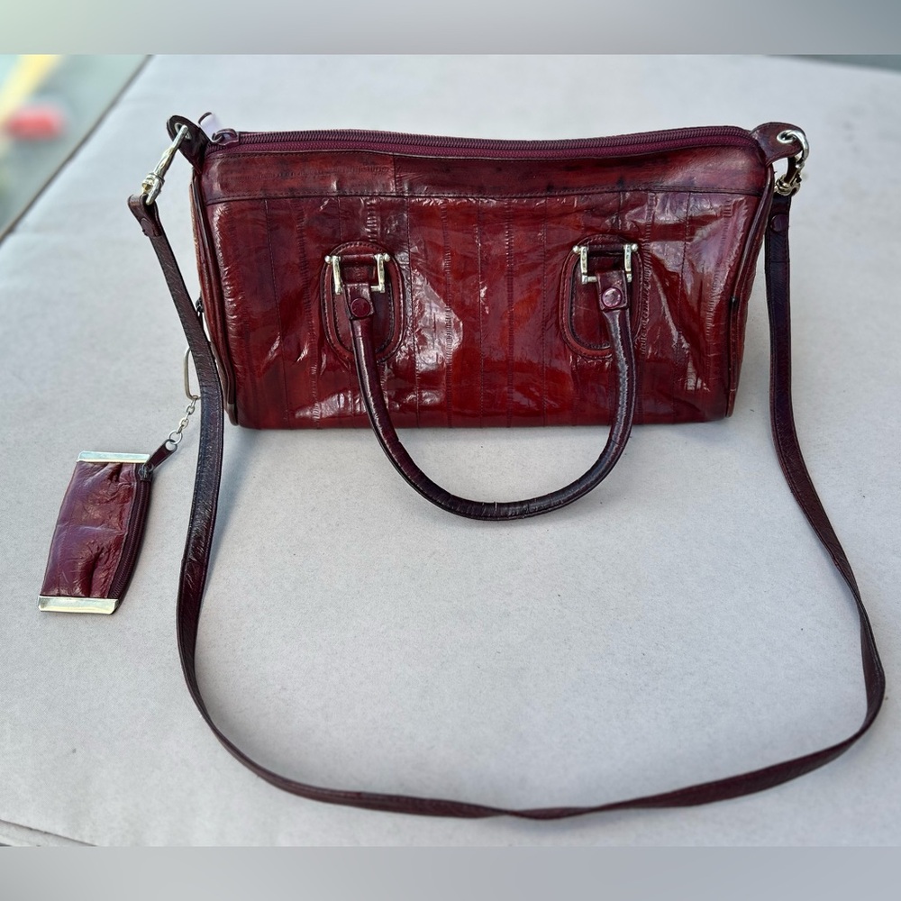 Vintage Eelskin Burgundy Purse